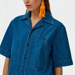 Tibi Summer Denim Camp Shirt